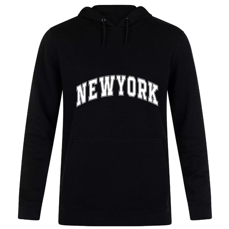 New York Varsity Style White Text With Black Outline Hoodie