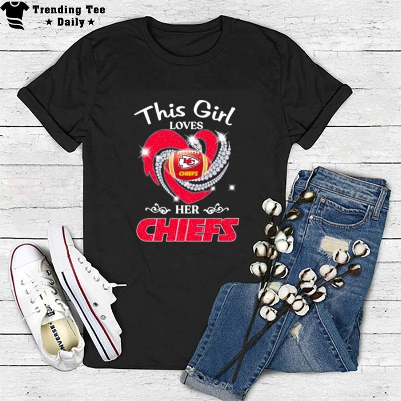 News This Girl Loves Her Kansas City Chiefs Heart Diamond 2023 T-Shirt