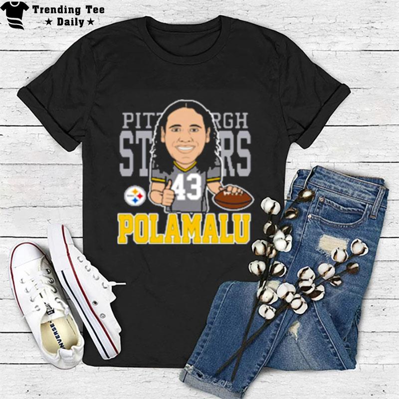 Nfl Troy Polamalu Pittsburgh Steelers Mitchell Ness Caricature Graphic T-Shirt