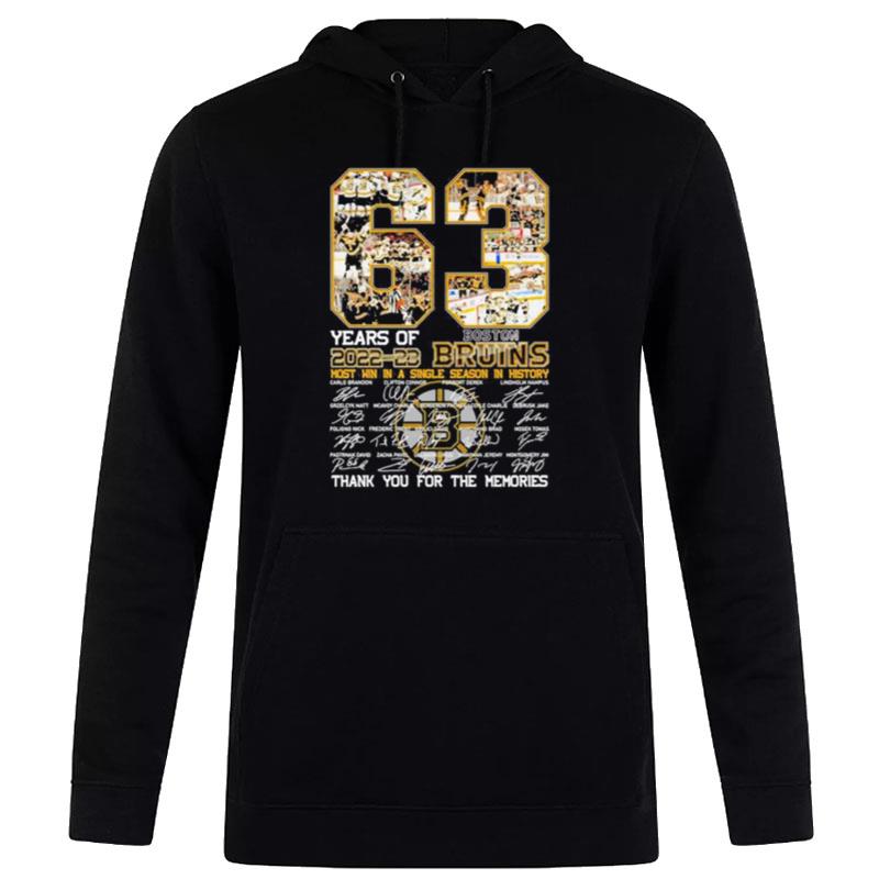 Nhl Boston Bruins 63 Years Of 2023 Thank You For The Memories Signatures Hoodie