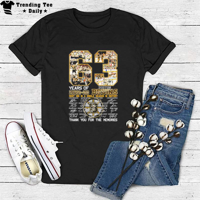 Nhl Boston Bruins 63 Years Of 2023 Thank You For The Memories Signatures T-Shirt