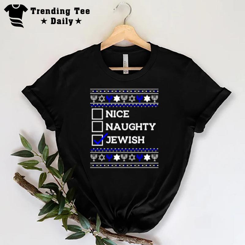 Nice Naughty Jewish Ugly Christmas 2022 T-Shirt