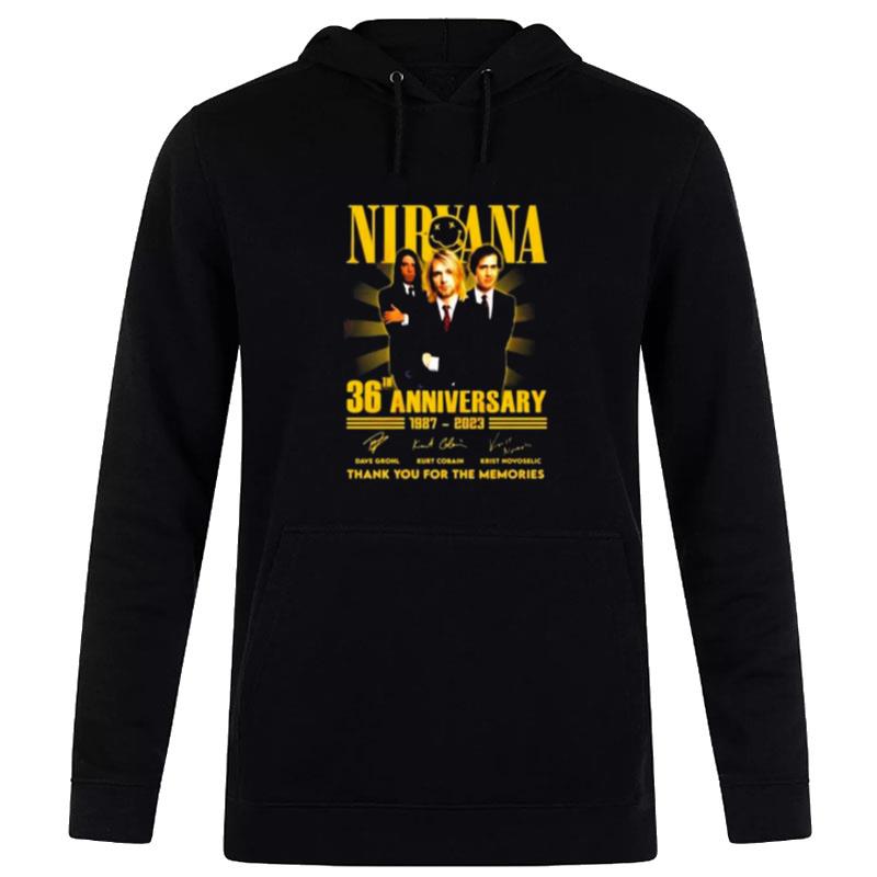 Nirvana 36Th Anniversary 1987 2023 Thank You For The Memories Signatures Hoodie