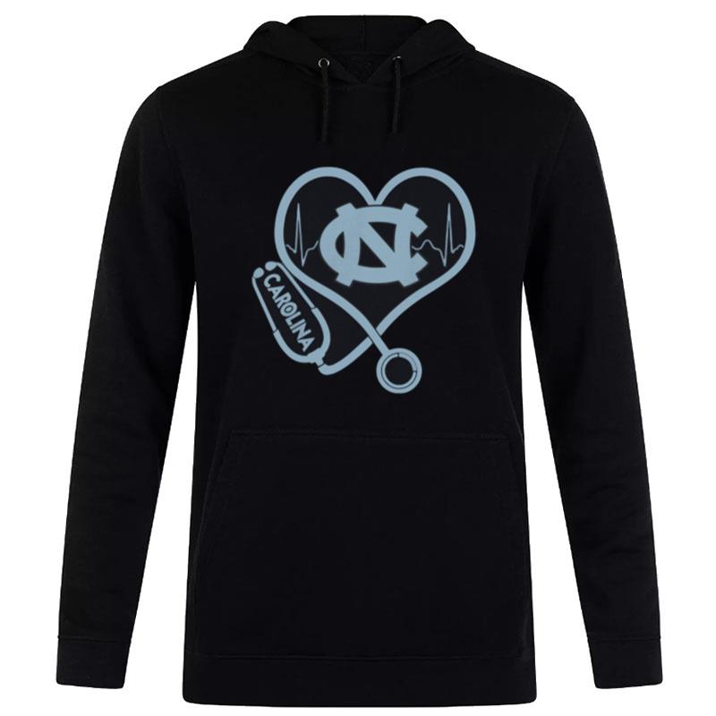 North Carolina Tar Heels Mens Basketball Nurse Stethoscope Love Heartbea Hoodie