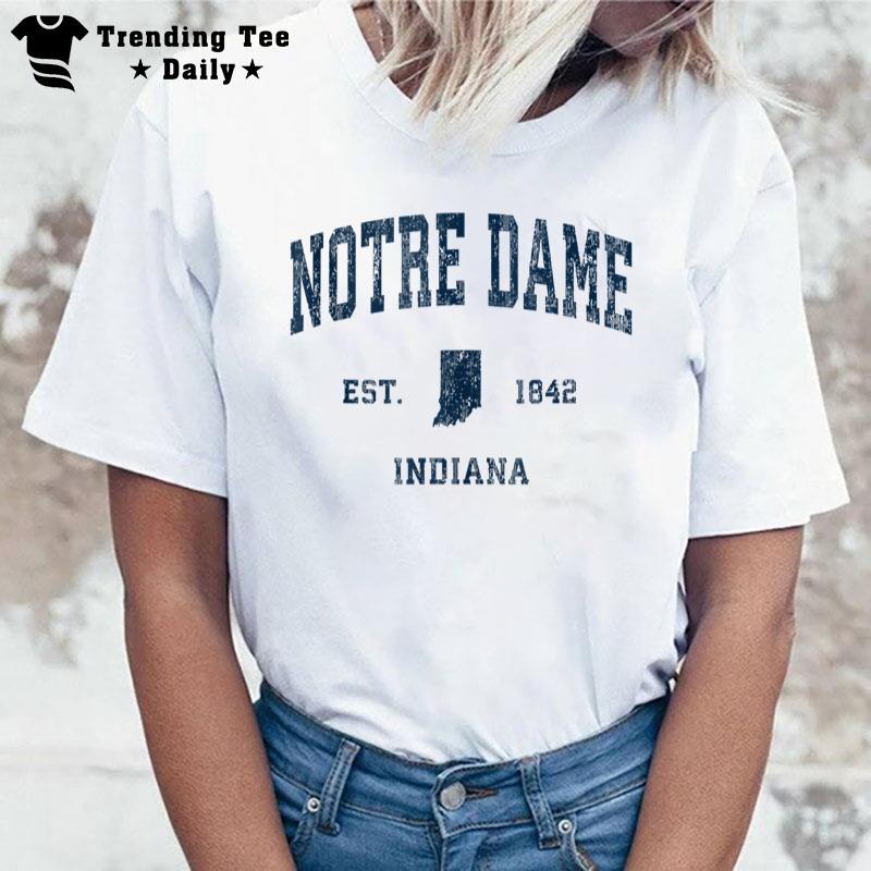 Notre Dame Indiana In Vintage Athletic Navy Sports Design Tank Top T-Shirt