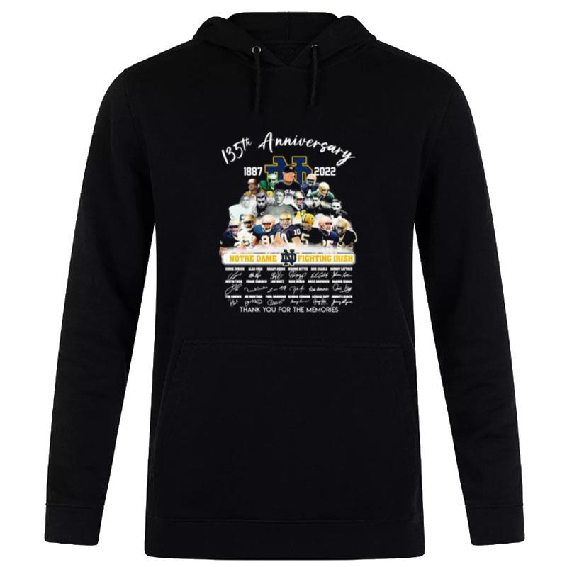 Notre Dame Fighting Irish 135Th Anniversary 1887 2022 Thank You For The Memories Signatures Hoodie