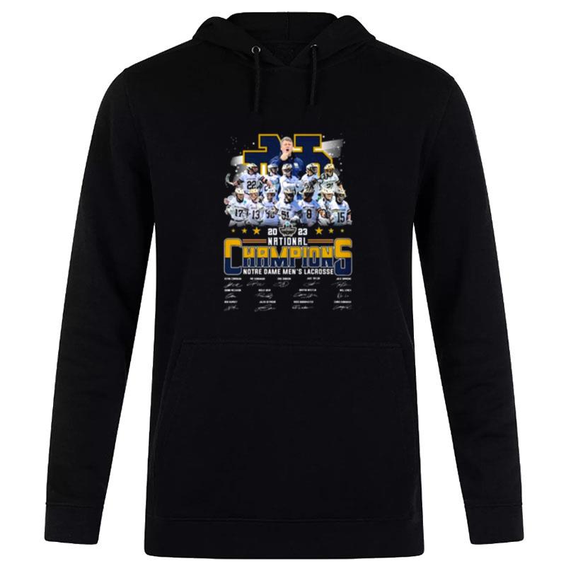 Notre Dame Fighting Irish Lacrosse 2023 National Champions Signatures Hoodie