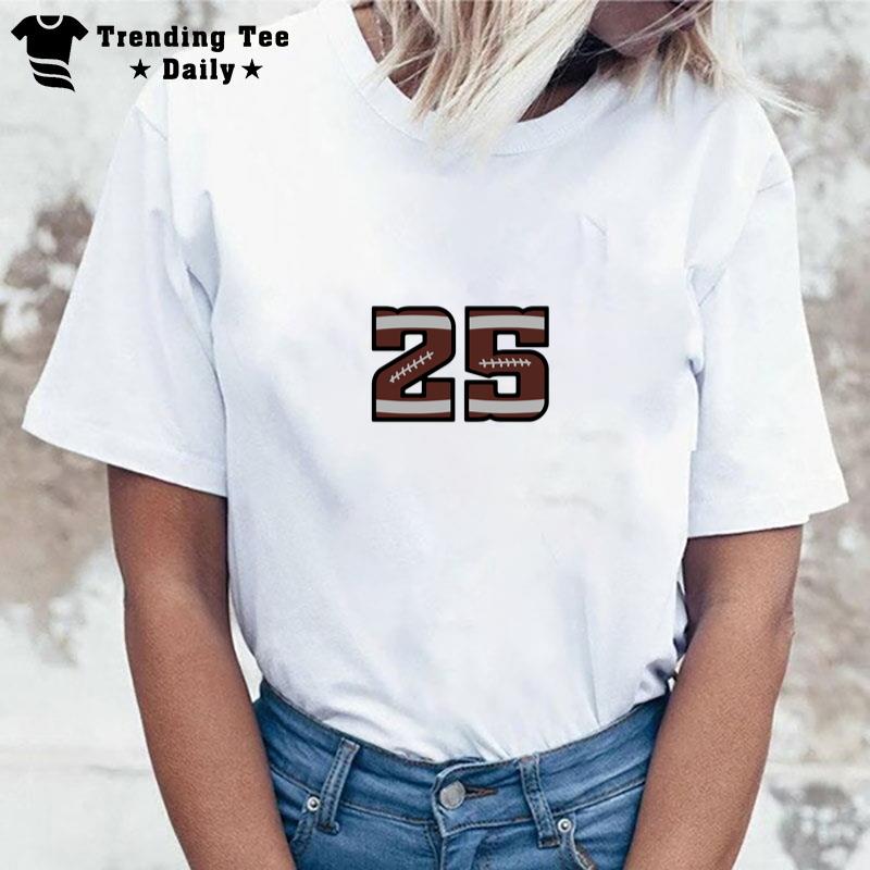 Number #25 Football Fan Number Long Sleeve T-Shirt