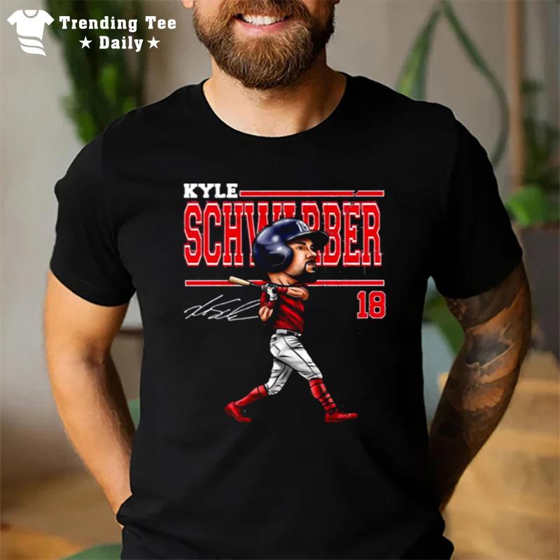 Number 18 Baseball Player Kyle Schwarber Cartoon T-Shirt