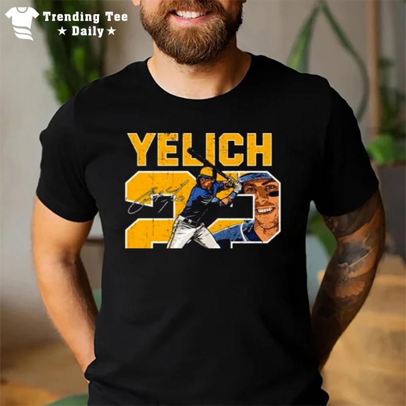 Number And Portrait Christian Yelich Milwaukee Signature T-Shirt