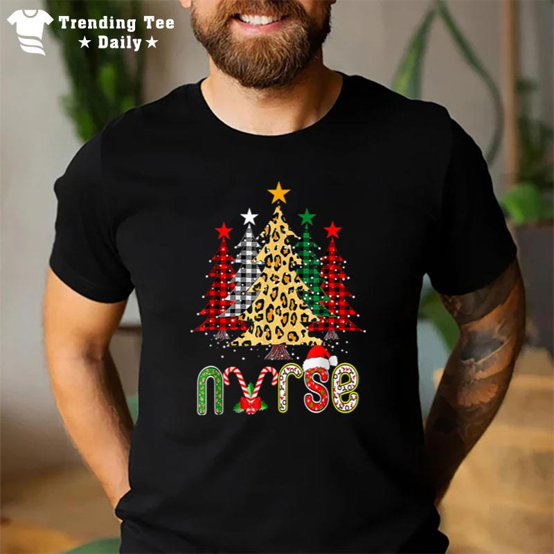 Nurse Christmas Tree Stethoscope Rn Lpn Scrub Nursing X Mas T-Shirt