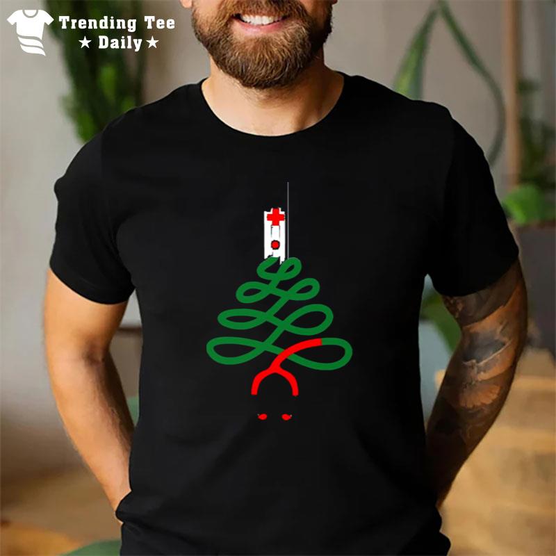 Nurse Pine Stethoscope Nurse Christmas T-Shirt