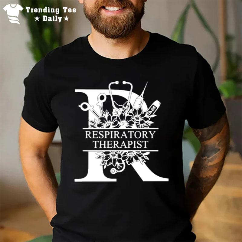 Nurse Split Floral Frame Respiratory Therapis T-Shirt