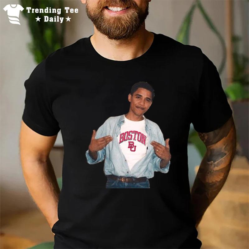 Obama Boston University Sticker T-Shirt