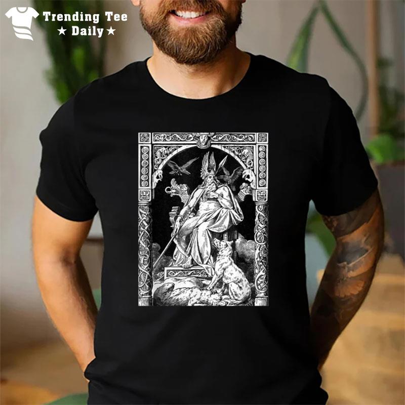 Odin On His Throne Nordic Viking Mythology Allfather T-Shirt