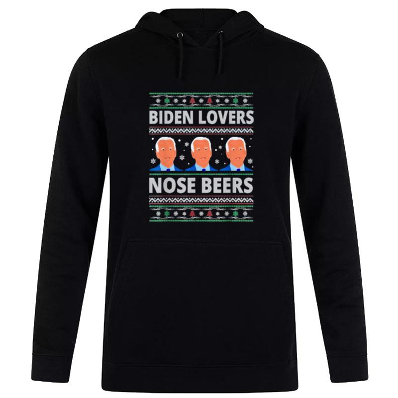 Official Biden Loves Nose Beers Ugly Christmas Hoodie