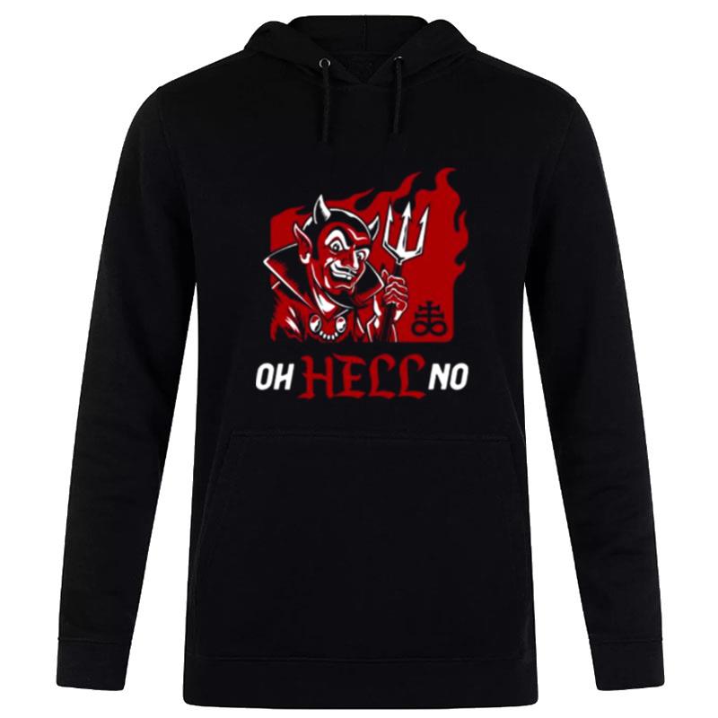 Oh Hell No Funny Motivational Retro Cartoon Devil Goth Vintage Funny Saying Hoodie