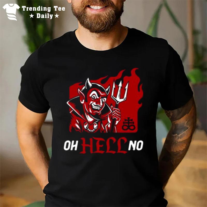 Oh Hell No Funny Motivational Retro Cartoon Devil Goth Vintage Funny Saying T-Shirt