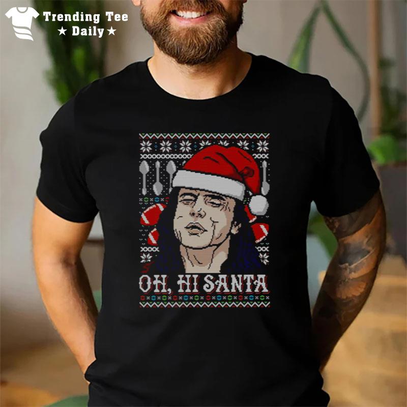 Oh Hi Santa Football Background T-Shirt