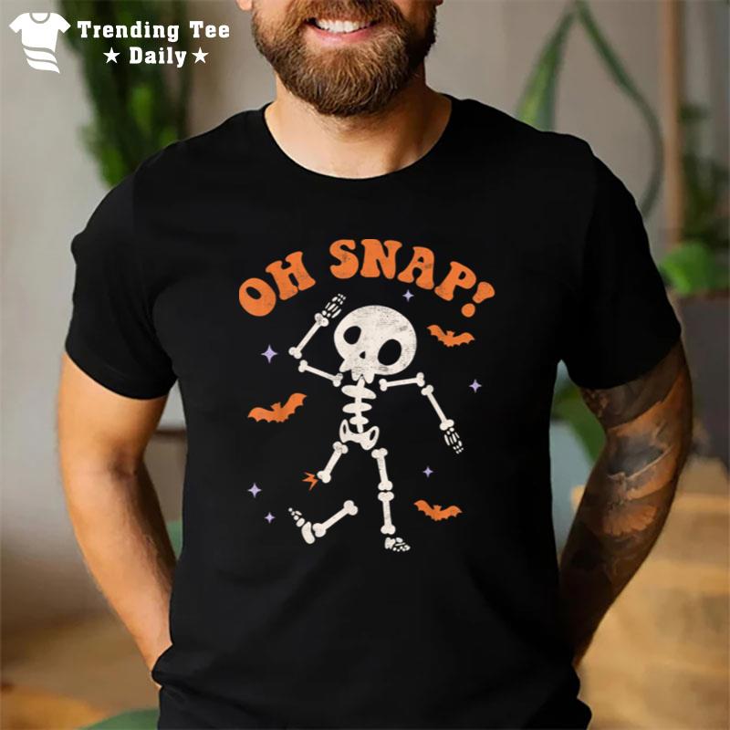 Oh Snap Skeleton Ghost Retro Halloween Spooky Season Boy Men T-Shirt