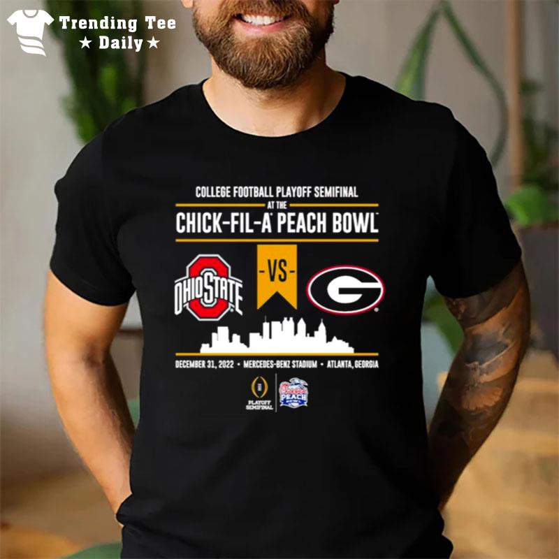 Ohio State Vs Georgia Bulldogs 2022 College Football Playoff Peach Bowl Head To Head Black T-Shirt