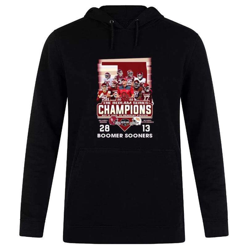 Oklahoma Sooners 2022 The Bedlam Series Champions 28 13 Boomer Sooners Hoodie