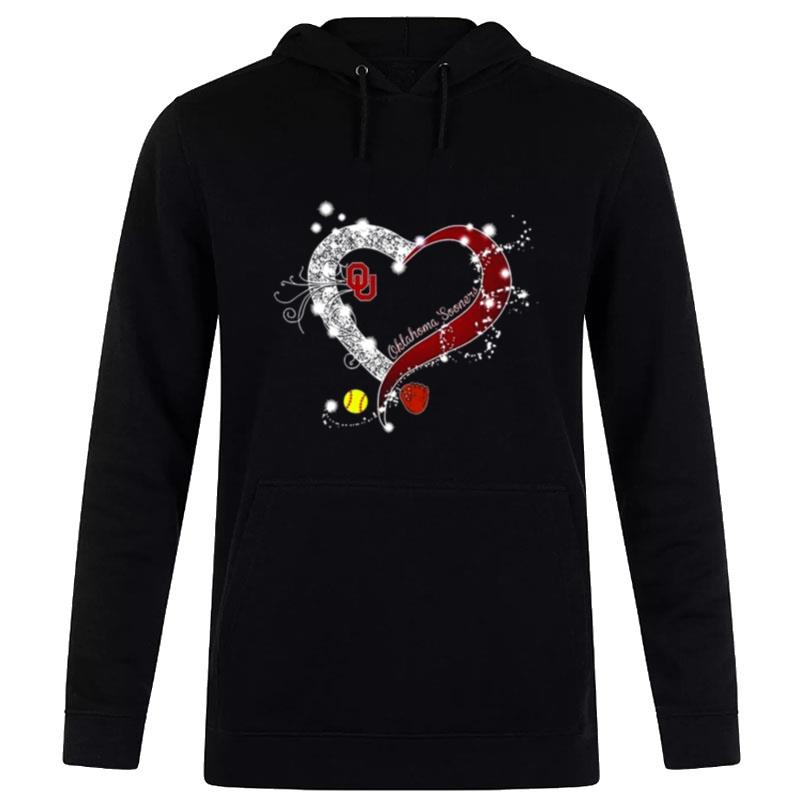 Oklahoma Sooners Softball With Glitter Heart 2023 Hoodie