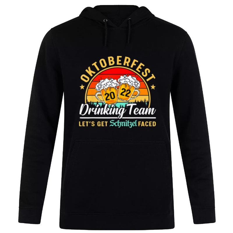 Oktoberfest 2022 Drinking Team Let'S Get Schnitzel Face Retro Vintage Hoodie