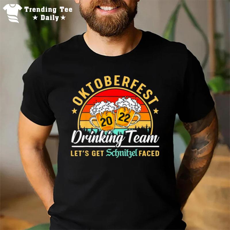 Oktoberfest 2022 Drinking Team Let'S Get Schnitzel Face Retro Vintage T-Shirt