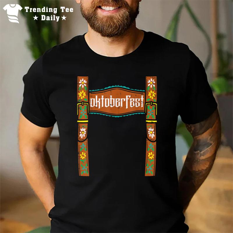 Oktoberfest Lederhosen Costume Cute German Bavarian Men Boys T-Shirt