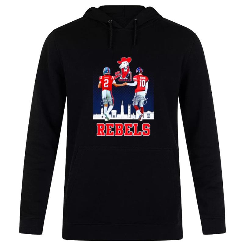 Ole Miss Rebels Jaxson Dart And Eli Manning Rebels City Signatures Hoodie