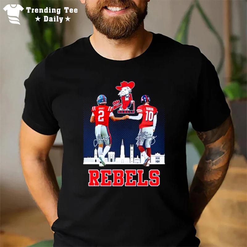 Ole Miss Rebels Jaxson Dart And Eli Manning Rebels City Signatures T-Shirt