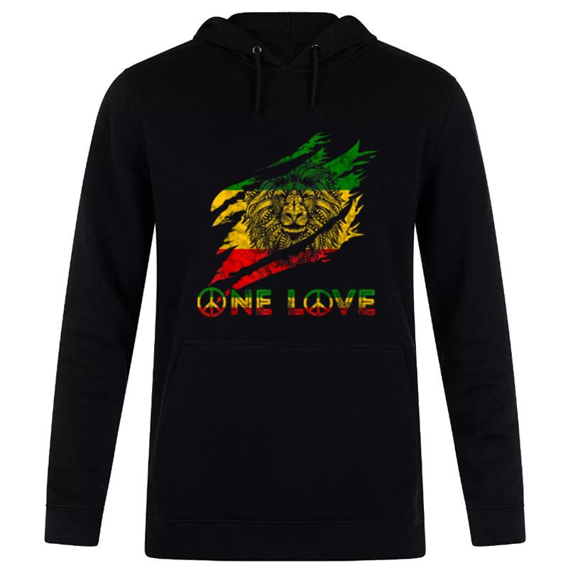 One Love Reggae Lion Of Judah Claw Rastafari Roots Lion Hoodie