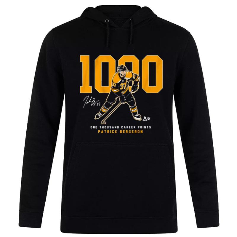 One Thousand Career Points Patrice Bergeron Boston Bruins Signature Hoodie