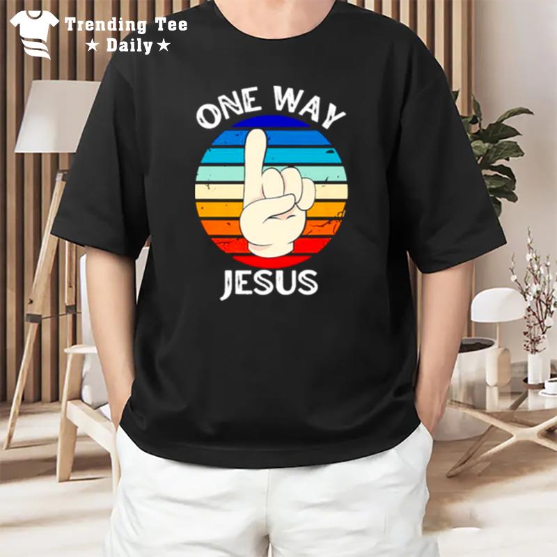 One Way Jesus People Christian Revolution Finger Up Vintage T-Shirt