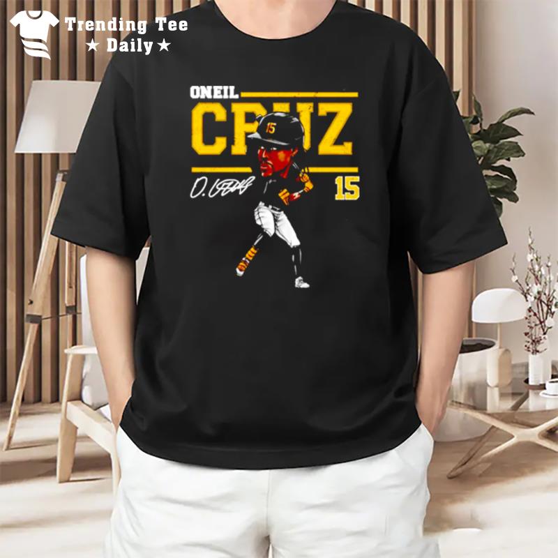 Oneil Cruz Pittsburgh Pirates Cartoon Signature T-Shirt