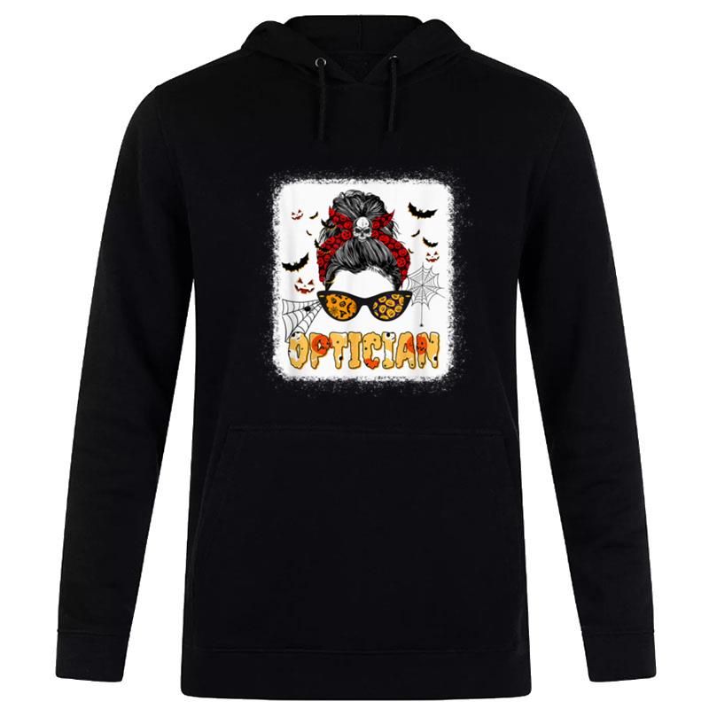 Optician Messy Bun Pumpkin Halloween Spider Hoodie