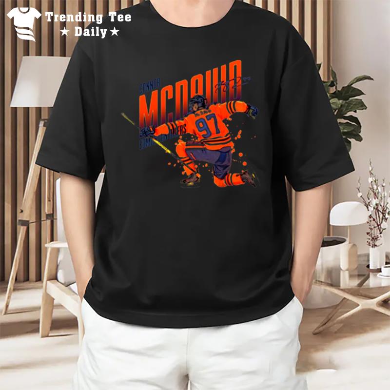 Orange Design Ice Hockey Connor Mcdavid T-Shirt