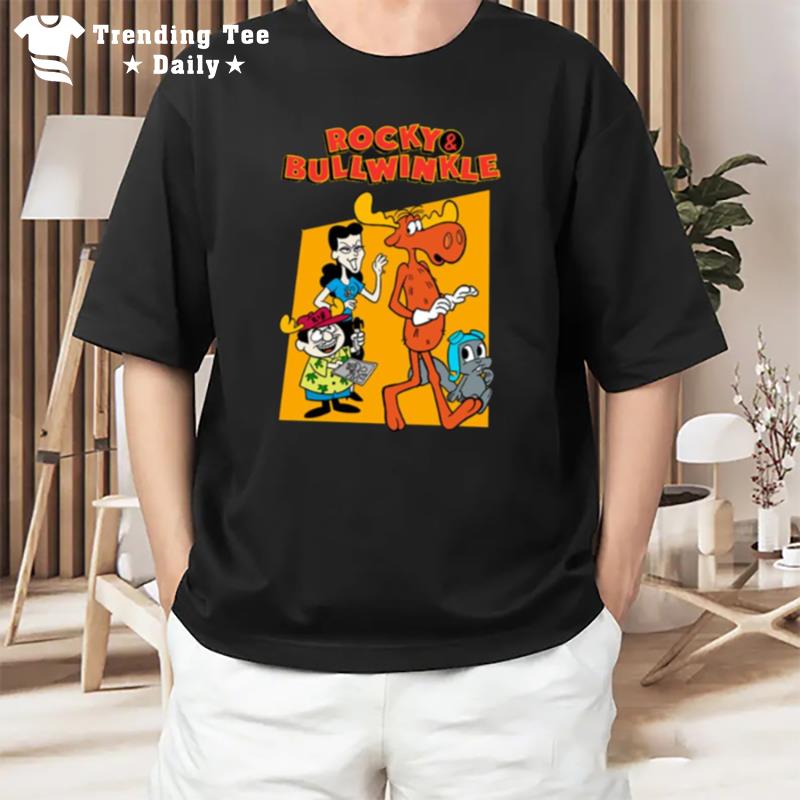 Orange Design Rocky And Bullwinkle T-Shirt