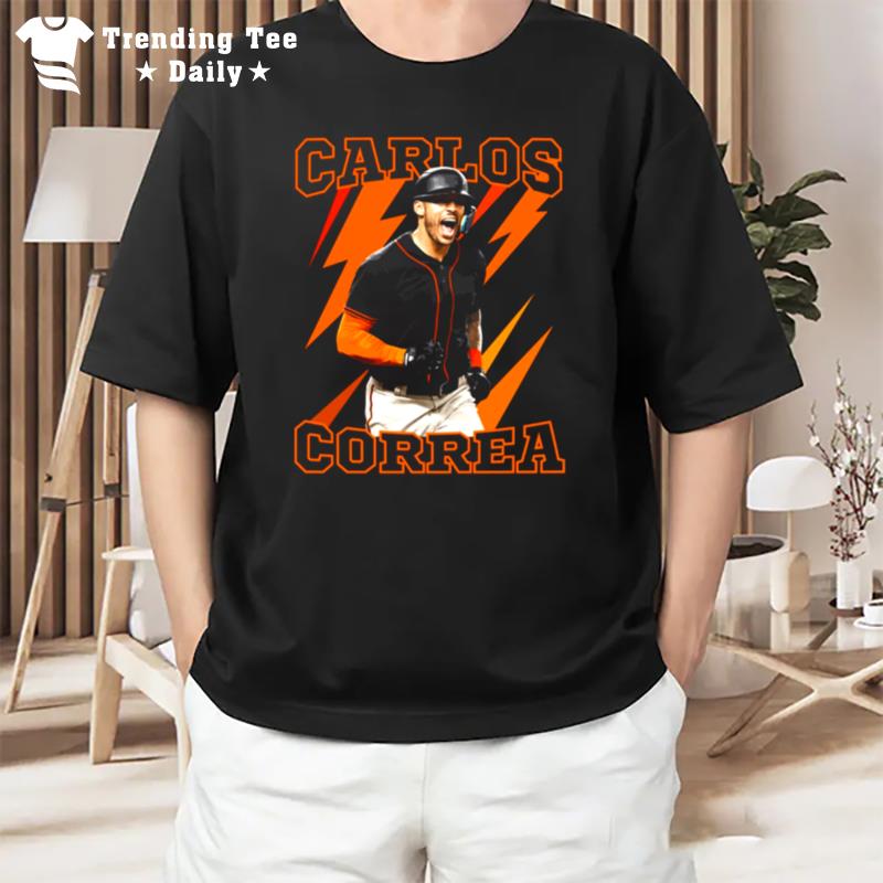 Orange Thunder Baseball Carlos Correa T-Shirt