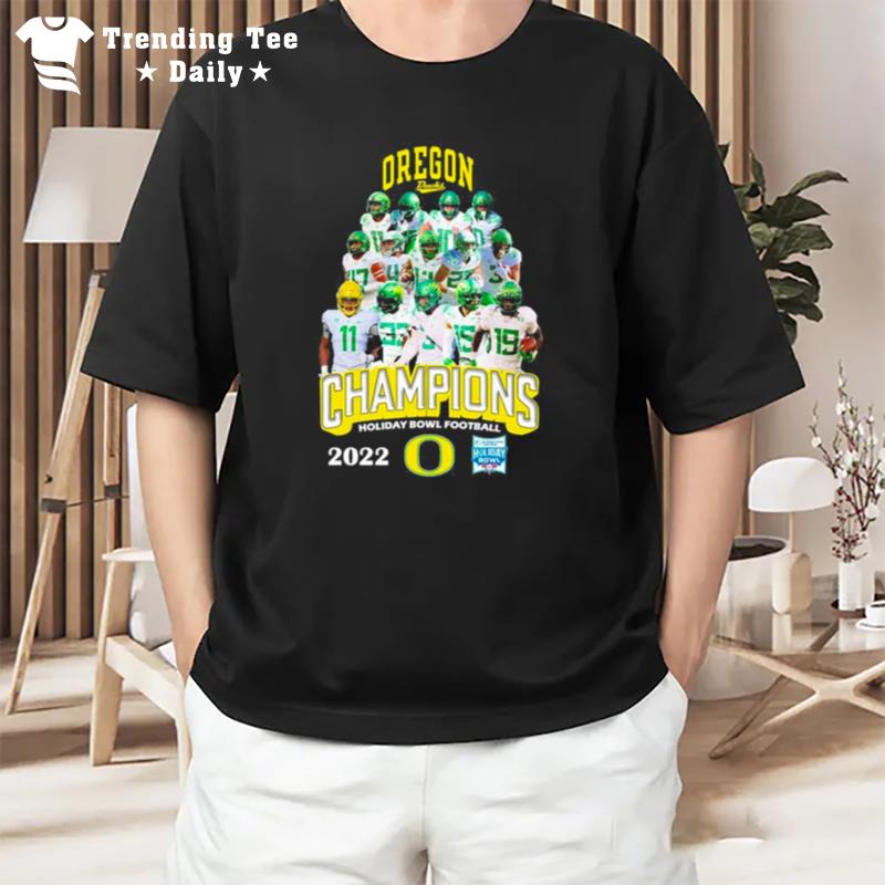 Oregon Ducks Football 2022 Champions Holiday Bowl Football T-Shirt