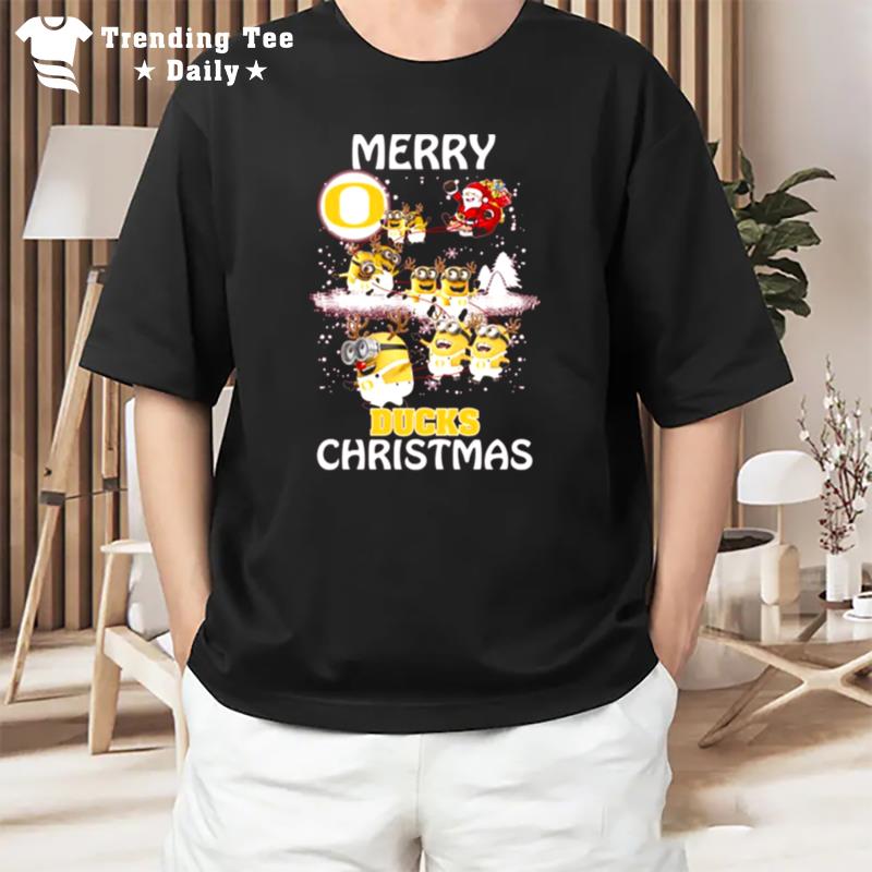 Oregon Ducks Ugly Christmas S Minions Santa Claus Merry Christmas Oregon Ducks T-Shirt