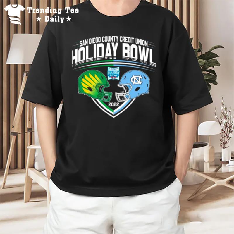 Oregon Ducks Vs North Carolina Tar Heels 2022 Holiday Bowl Helmet To Helme T-Shirt