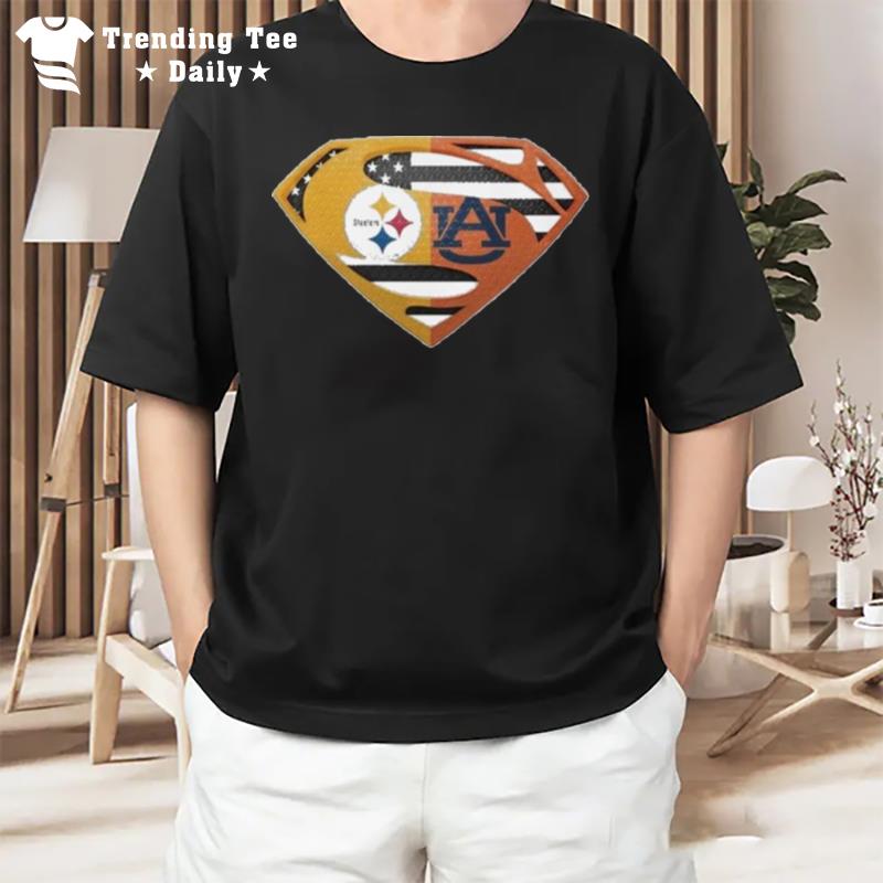 Original Pittsburgh Steelers Auburn Cleveland Tigers Superman Logo Us Flag T-Shirt