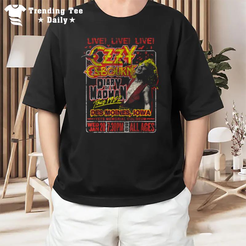 Ozzy Osbourne Diary Tour Des Moines Iowa T-Shirt