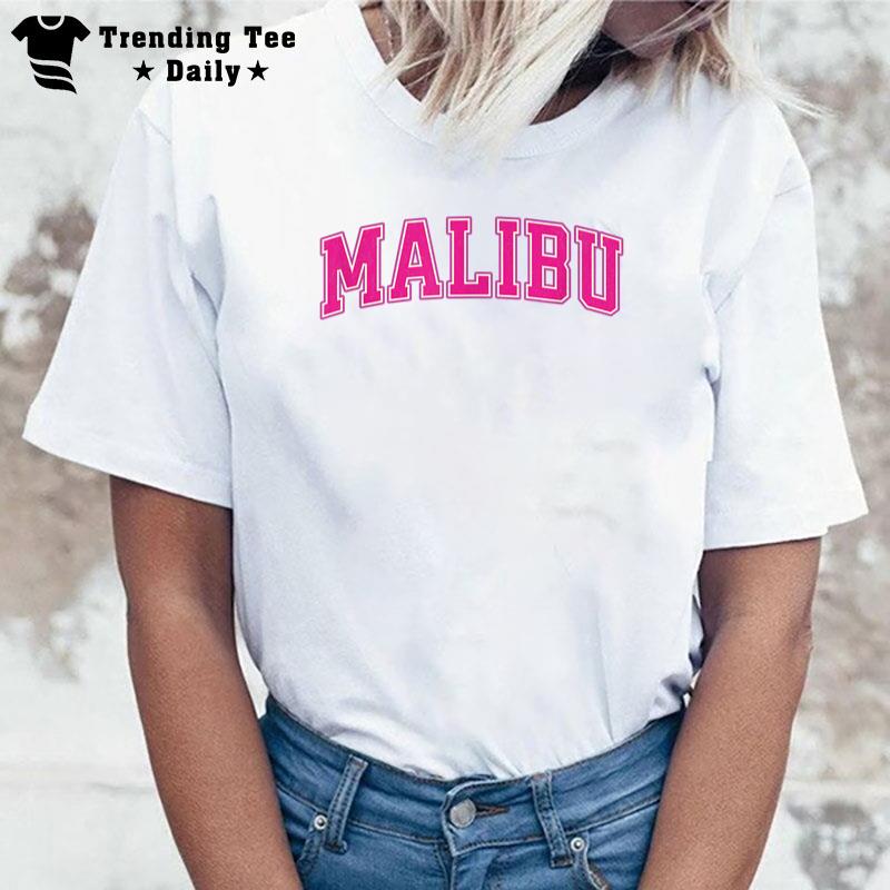 Preppy Collegiate Varsity Pink Malibu California T-Shirt