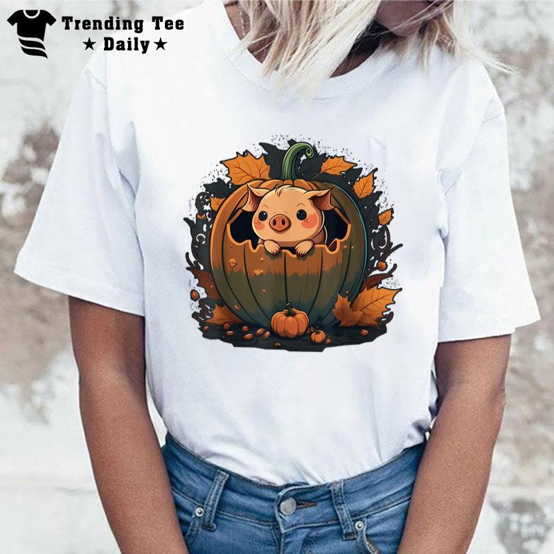 Pumpkin Pig Costume On Pig Halloween T-Shirt