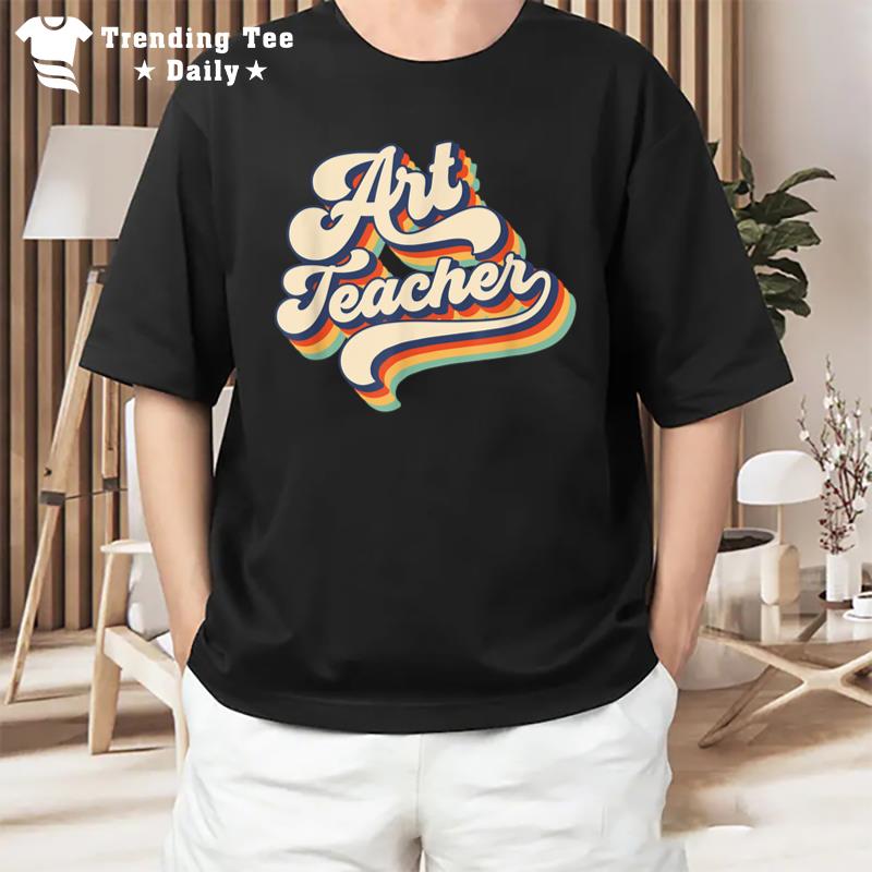 Retro Art Teacher Hello Back To School First Day T-Shirt