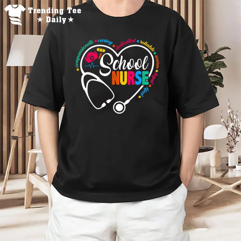 School Nurse Vintage Love Heart Nurse Life T-Shirt