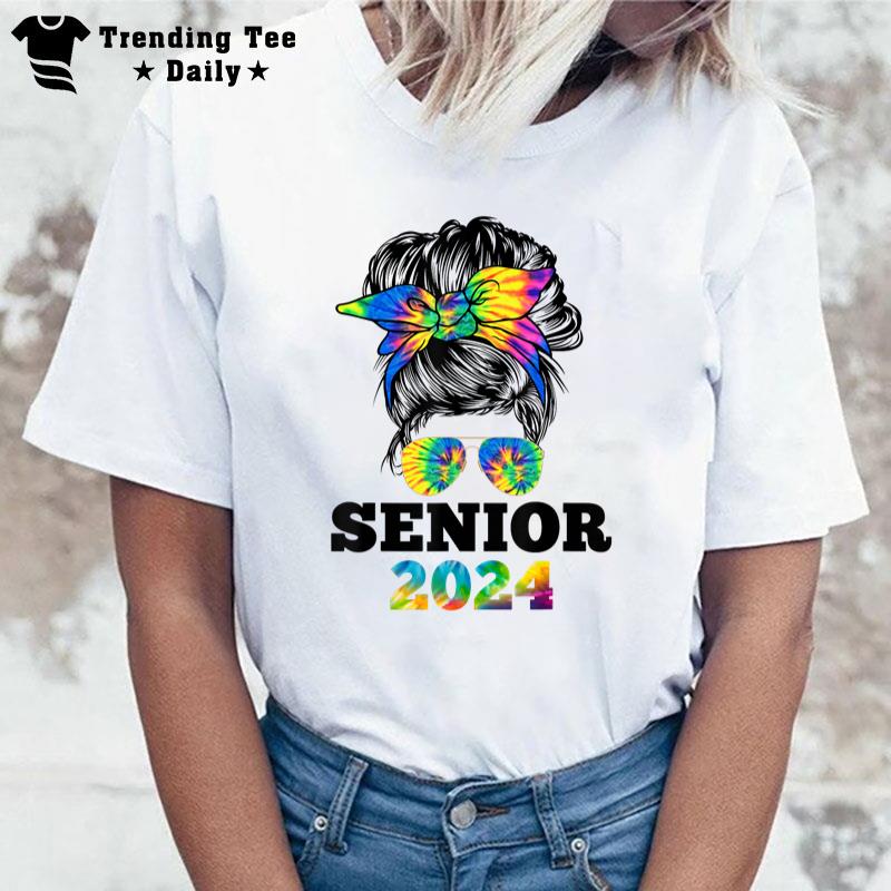 Senior 2024 Messy Bun Class Of 2024 Graduation T-Shirt